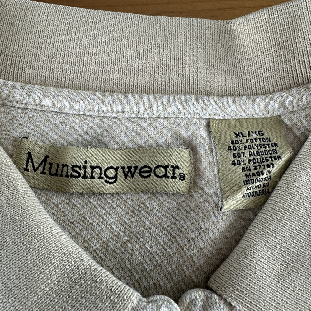 Vintage Munsingwear Men's Beige With White Piping Polo Shirt Size XL Excellent - Picture 2 of 9